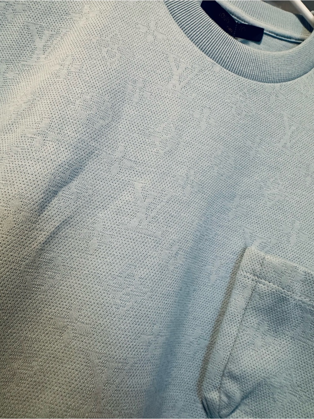 Light Blue Monogram Knit Sweater - Designer Inspired